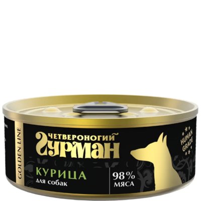 Четвероногий Гурман Golden Line Влажный корм (консервы) для собак, с курицей, 100 гр.