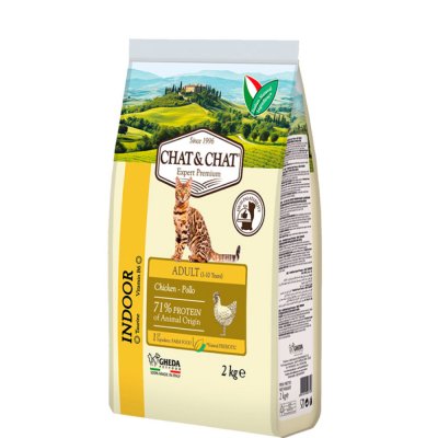 Chat&Chat Adult Сухой корм для кошек, с курицей и горохом, 2 кг