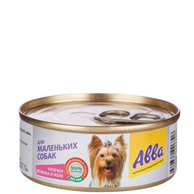 АВВА Влажный корм (консервы) для собак мелких пород, с кусочками ягненка в желе, 100 гр.