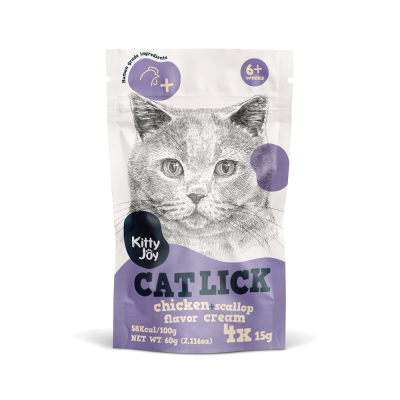 Лакомство для кошек KITTY JOY Крем-пюре из курицы и морского гребешка 4х15г