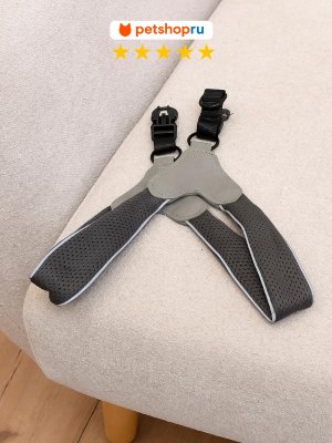 Ошейники, шлейки PETSHOP Шлейка для собак мягкая "Спайк" L, серая (L)