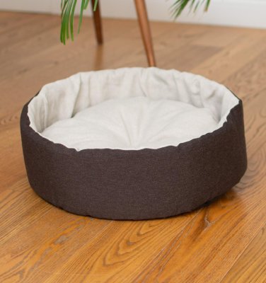 Лежаки PETSHOP Лежак круглый с подушкой, коричневый (48х48х15 см)