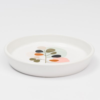 Petmax Миска керамическая для кошек Веточка, 100 мл, 15x2,7 см, белая