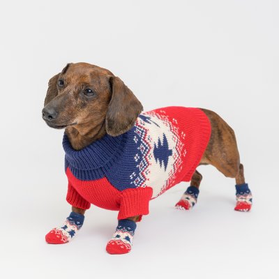 Petmax Свитер для кошек и собак Елочки, XS, сине-красный