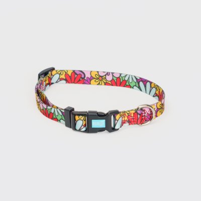 RURRI Ошейник для собак Flower Power, обхват шеи 22-35 см, ширина 1 см, голубой