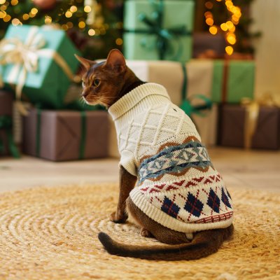 Petmax Свитер с узорами для кошек и собак, S, бежевый