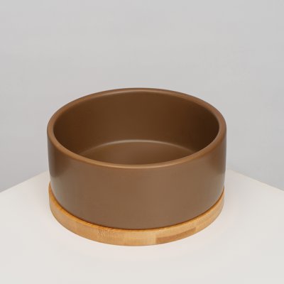 RURRI Миска керамическая на подставке для собак средних и крупных пород, 16х6,5 см, 800 мл, коричневая