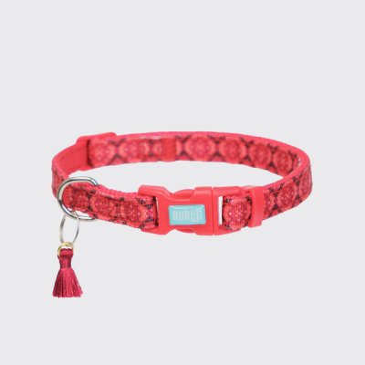 RURRI Ошейник нейлоновый для кошек и собак Этника, обхват шеи 22-35 см, ширина 1 см, красный