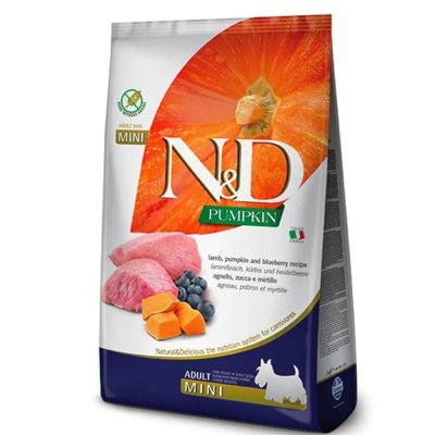 Farmina N&D Pumpkin Сухой корм для собак мелких пород, с ягненком, тыквой и черникой, 7 кг
