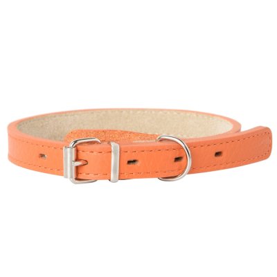 Ошейник для собак Mr.Kranch из натуральной кожи прямой, оранжевый 24-30см