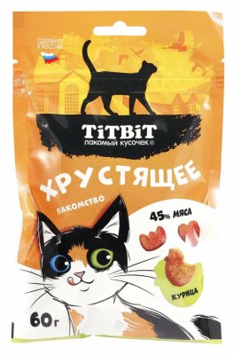 Лакомства TiTBiT Лакомство хрустящее с курицей для кошек, 60 г (60 г)