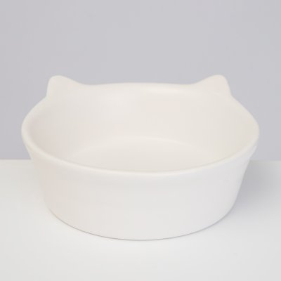 RURRI Миска с ушками матовая для кошек, 15х15х5,5 см, 250 мл, белая