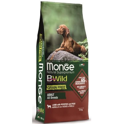 Корм для собак Monge BWild Grain Free беззерновой мясо ягненка с картофелем и горохом сух. 12кг
