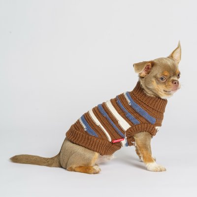 Petmax Свитер в полоску для кошек и собак, XS, коричневый