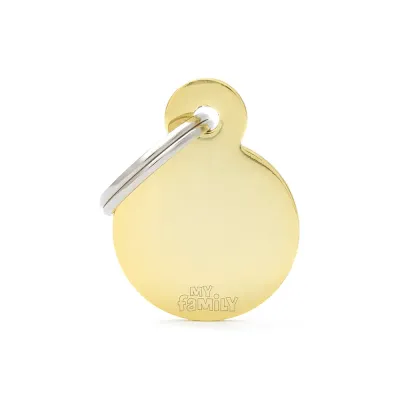 My family Адресник круглый маленький для кошек и собак, 3,5х2,5 см, золотой