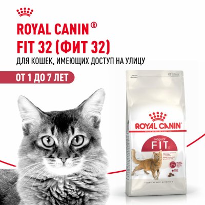 Сухие корма Royal Canin Корм сухой сбалансированный для взрослых умеренно активных кошек от 1 года, Fit 32 (2 кг)