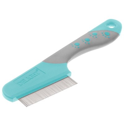 Расчёска для животных DeLIGHT Aqua противоблошиная 67 зубьев 13мм, с эргономичной ручкой