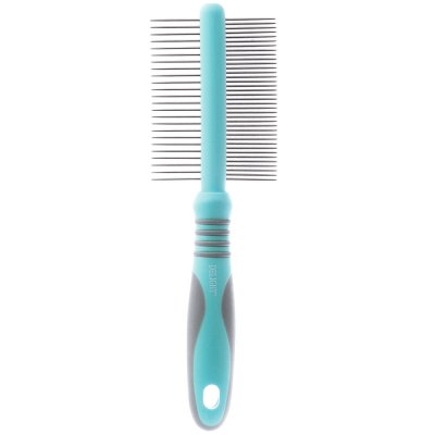 Расчёска для животных DeLIGHT Aqua с "кольцами" двухсторонняя 24/37 зубьев 25мм