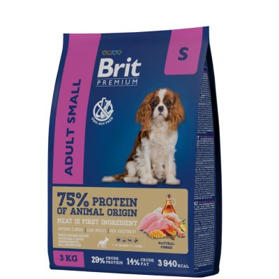 Brit Premium Adult Small Сухой корм для взрослых собак мелких пород, с курицей, 3 кг