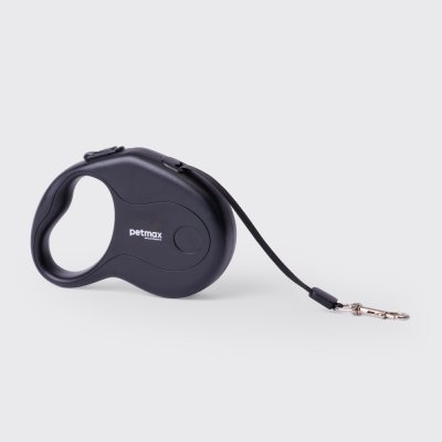 Petmax Рулетка для собак, S, до 15 кг, ремень 3 м, черный