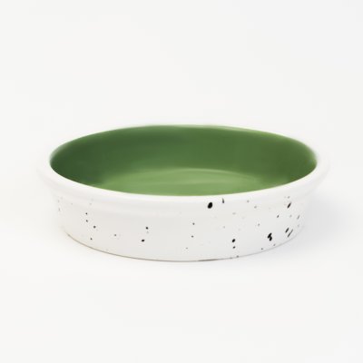 Petmax Миска керамическая 120 мл, белая/зеленая