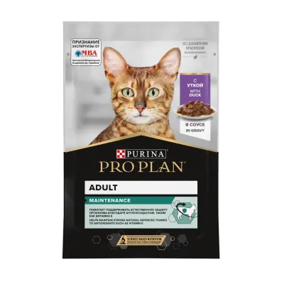 ProPlan MAINTENANCE Влажный корм (пауч) для взрослых кошек, с уткой в соусе, 85 гр.
