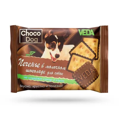 Choco dog Лакомство Печенье в молочном шоколаде для собак, 30 гр., 4 шт.