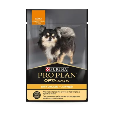 ProPlan Влажный корм (пауч) для взрослых собак мелких и карликовых пород, с курицей в соусе, 85 гр.