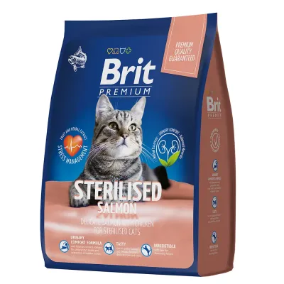 Brit Premium Cat Sterilised Сухой корм для стерилизованных кошек, с лососем и курицей, 400 гр.