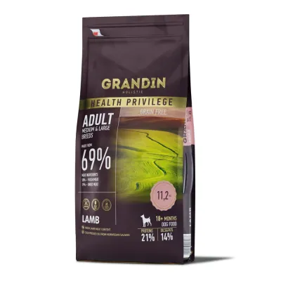 Grandin Holistic Сухой корм для собак средних и крупных пород, с ягненком, 11,2 кг