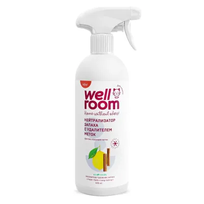 WELLROOM Нейтрализатор запаха с удалителем меток, кошки, корица/цитрус,500 мл