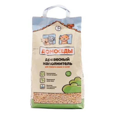 Домоседы Наполнитель древесный для кошачьего туалета, 12 л (5 кг), с ароматом хвои