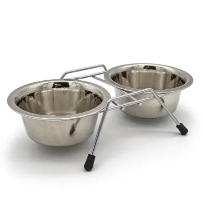 Petmax Миски металлические на подставке для собак, 2 шт. по 200 мл